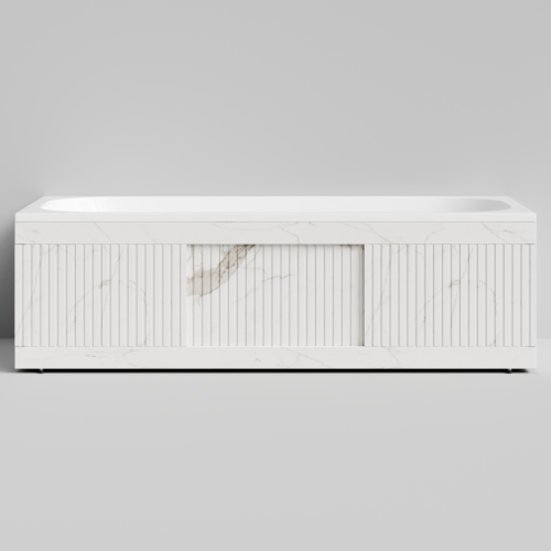 Экран под ванну Vod-ok Тач 180 раздвижной Мрамор Белый натур милк