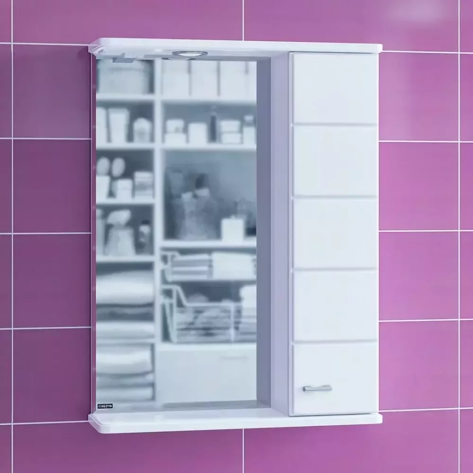 Зеркало со шкафчиком Санта Омега 60 R свет, белый