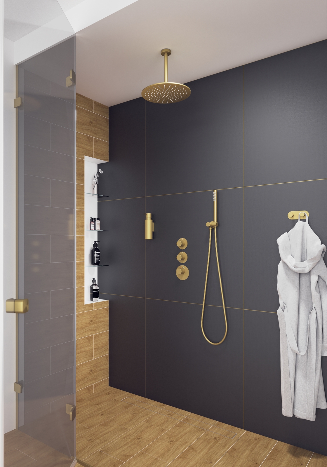 Душевая система встроенная с термостатом Timo Saona SX-2399/17SM золото матовое