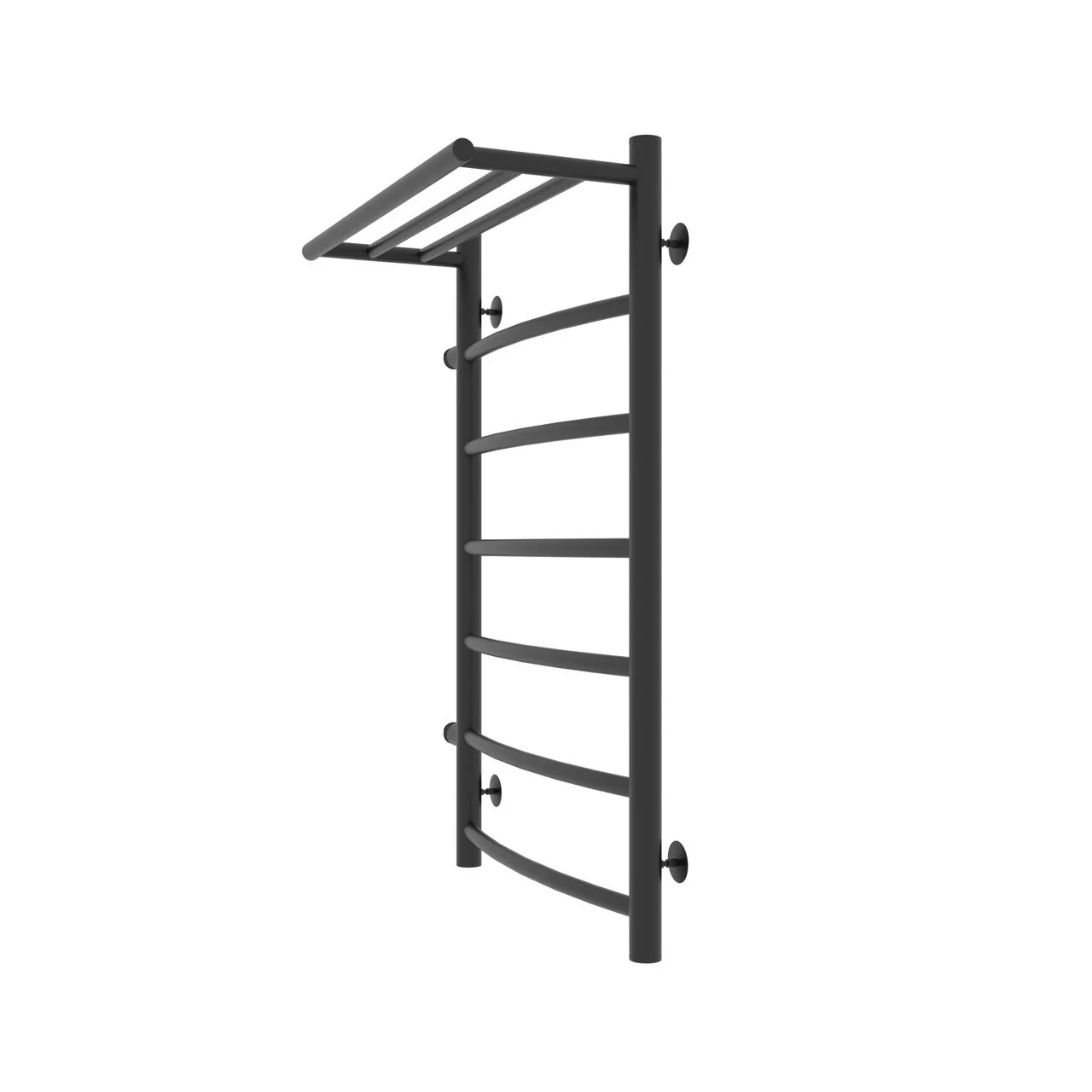 Полотенцесушитель водяной Laris Классик П7 500х800 L МЦ 500-1, боковой, с полкой, черный матовый