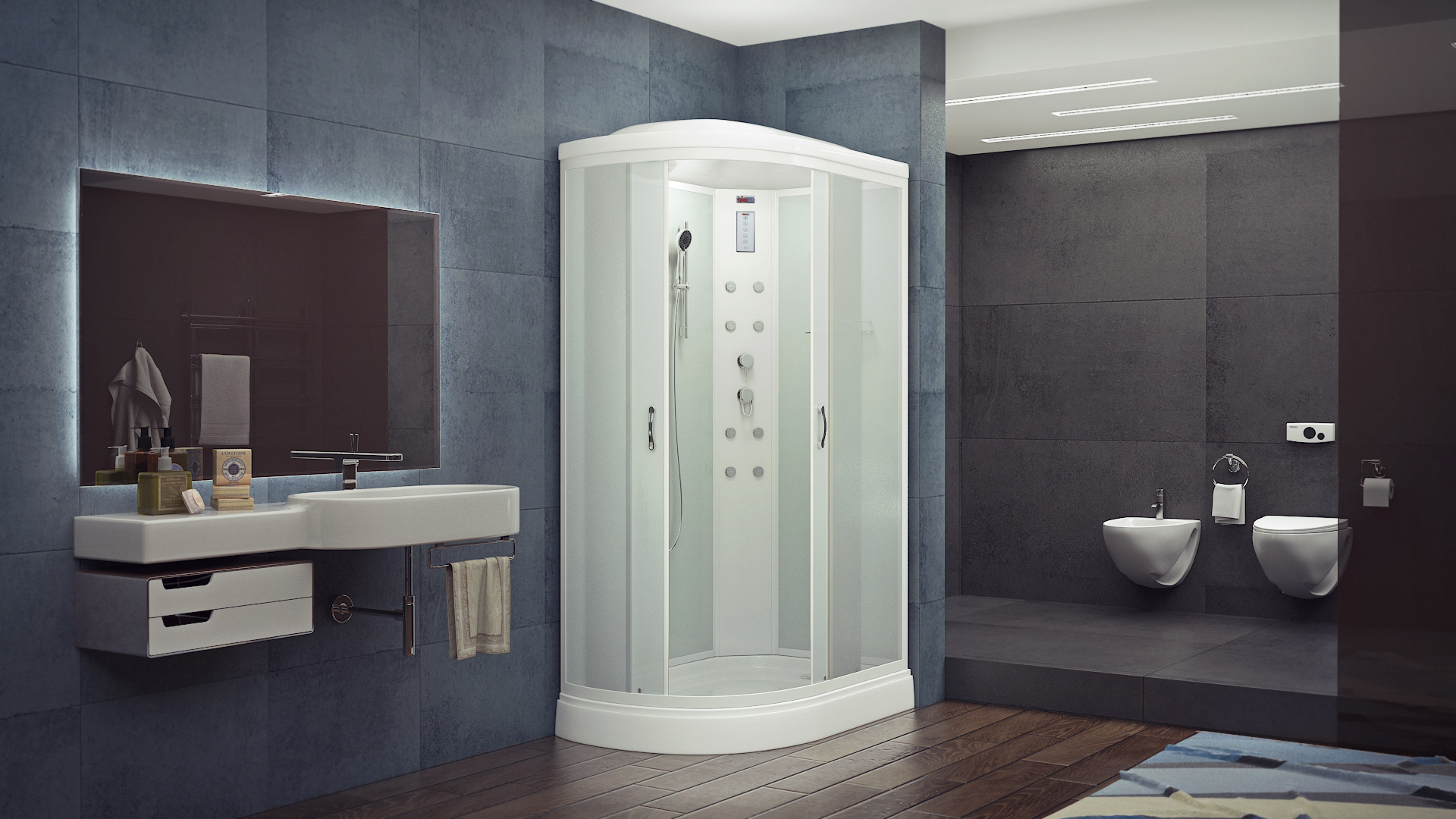 Душевая кабина Timo eco TE-0702 R 120*80*218, турецкая баня хамам, стульчик прозрачный