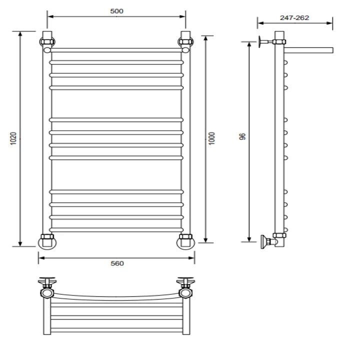 Полотенцесушитель водяной Veconi Nemi-B, 50/100, графит
