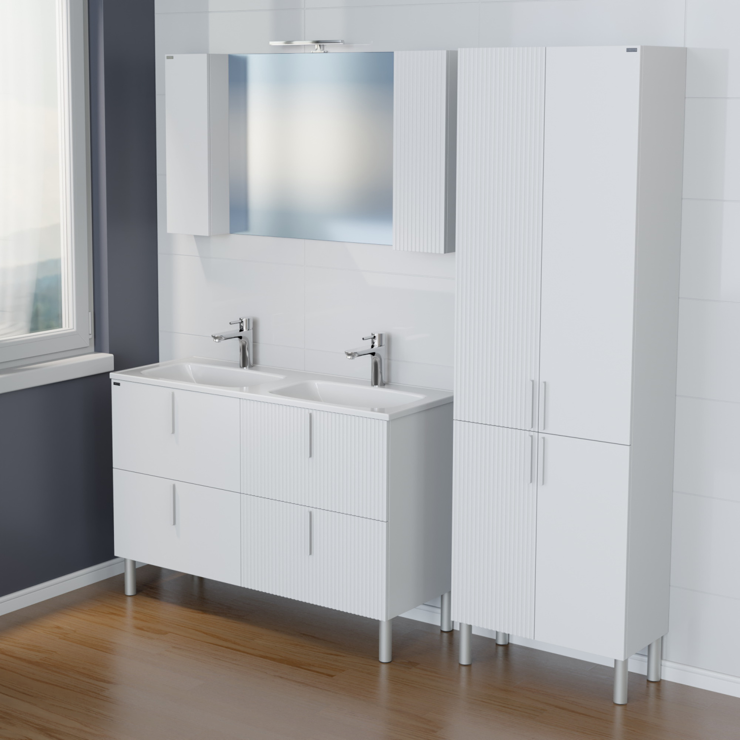 Зеркало со шкафчиком Санта Вега 120 свет, белый