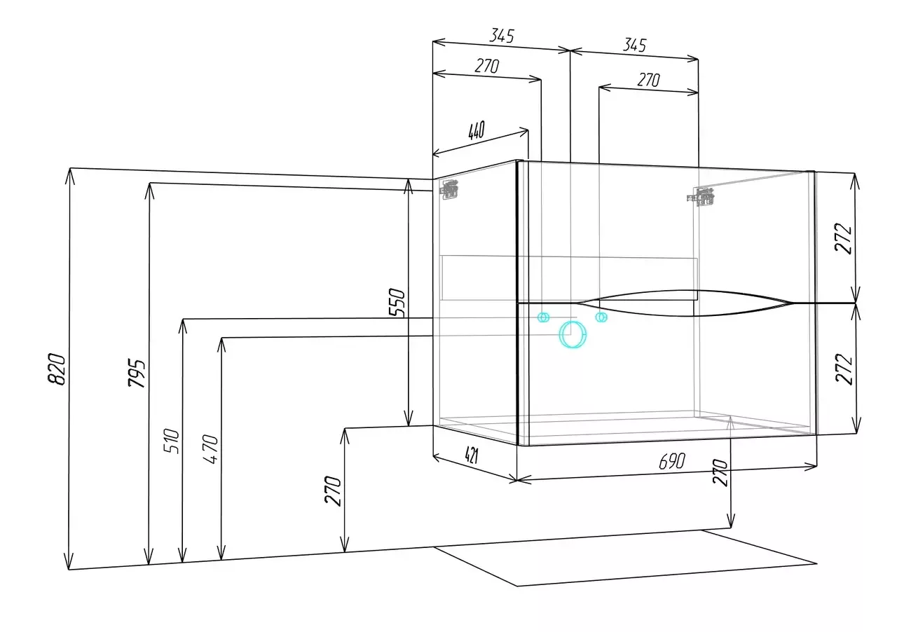 Тумба с раковиной Vod-ok Адель 70 подвесная, белая + 13 цветов