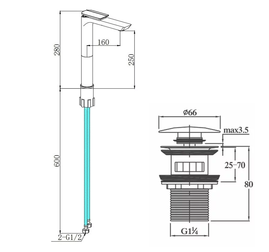 Смеситель для раковины BochMann COMO BG XL BM9632 черный матовый/золото от магазина Vanna-Vanna.ru!