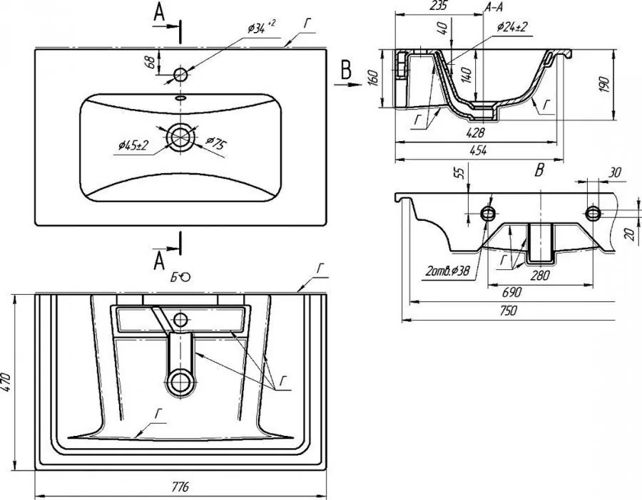Тумба c раковиной Bellezza Лоренцо 80 подвесная 2 ящика серебро
