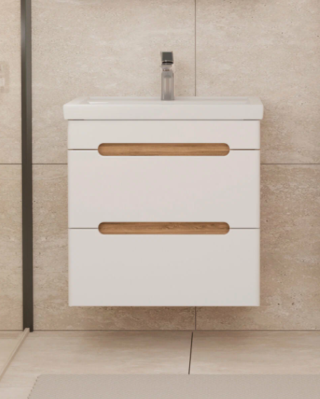 Тумба подвесная SanStar Diva 60 с раковиной Фест 60 белый, дуб вотан