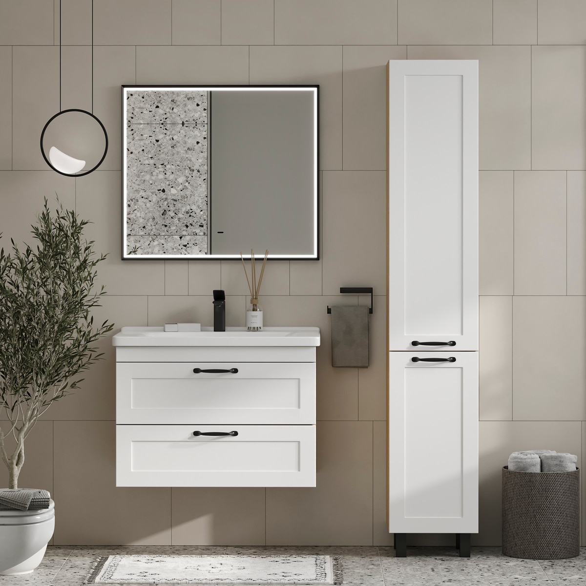 Зеркало EQUIL Lago LED 80 с подсветкой, черный