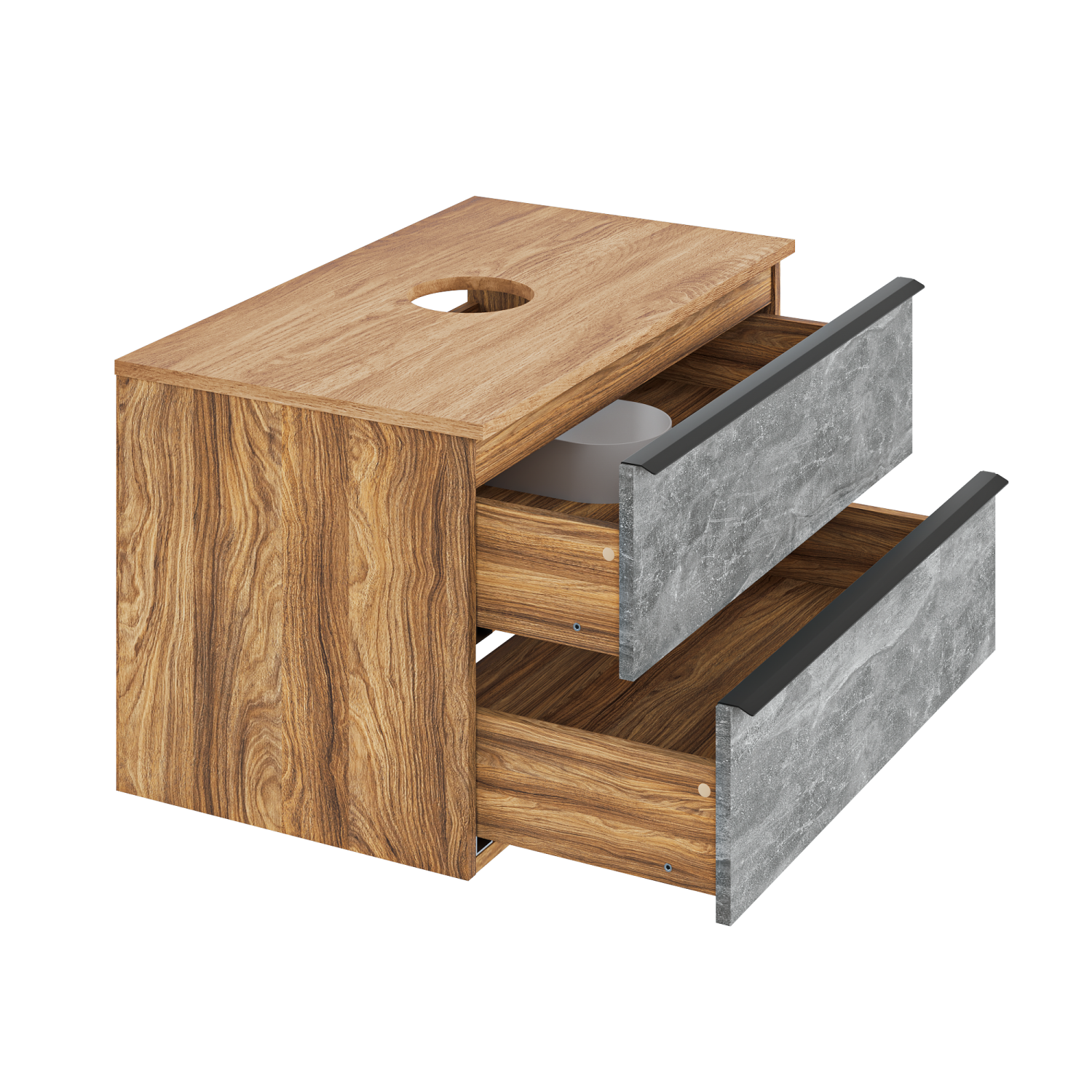 Тумба подвесная Runo Мальта 85 под накладную раковину, серый дуб