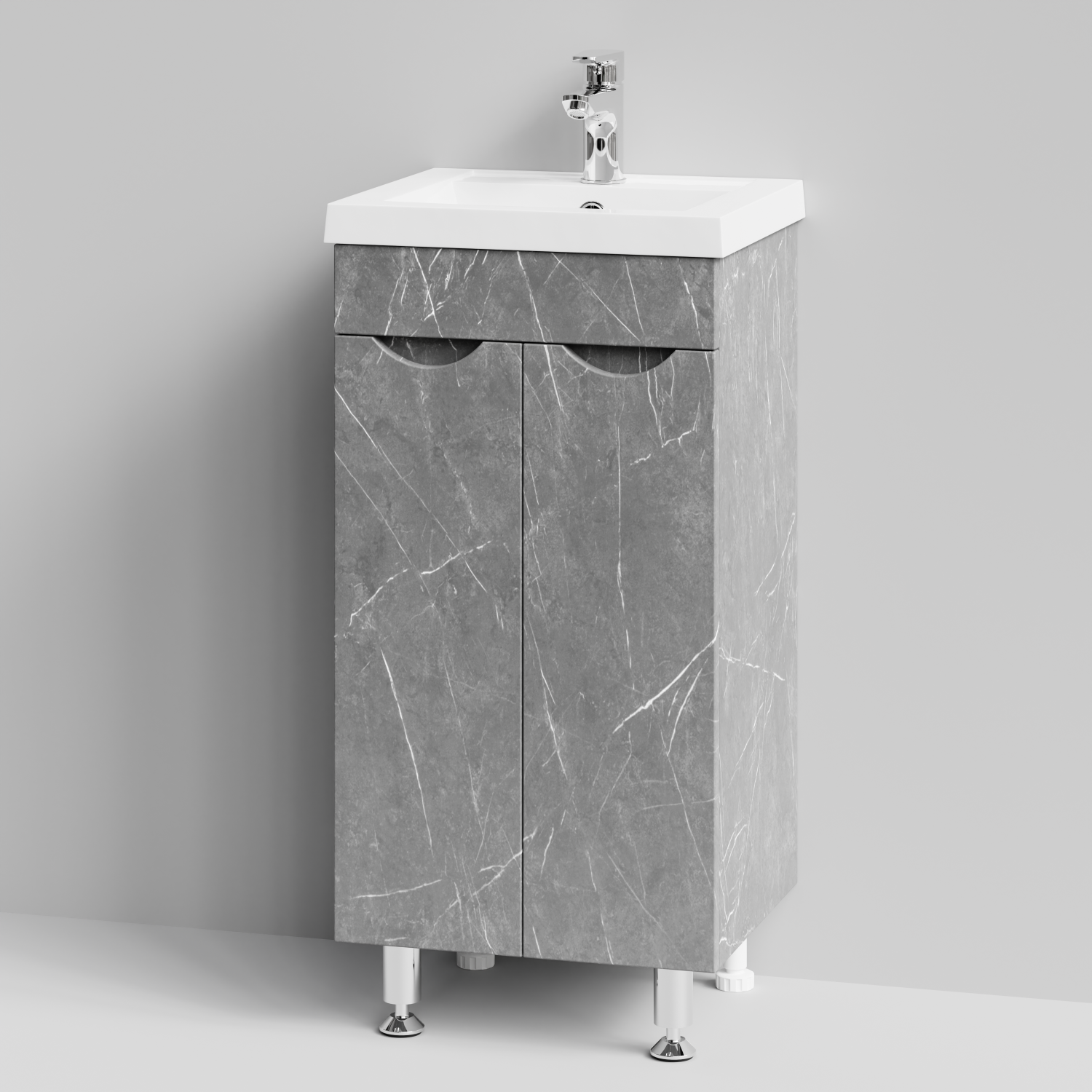 Тумба с раковиной Vod-ok Смайл 40 напольная, Мрамор Серый софт тач