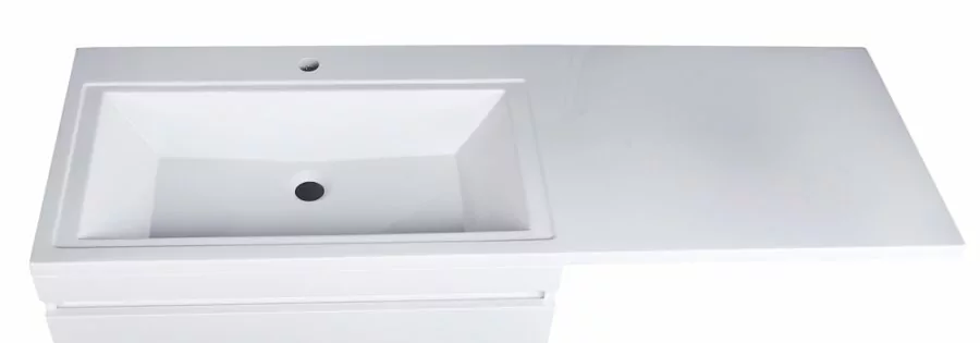 Тумба напольная Style Line Даллас 150 люкс plus ПВХ с раковиной Даллас 150 под стиральную машину, 2 ящика, левая, белая