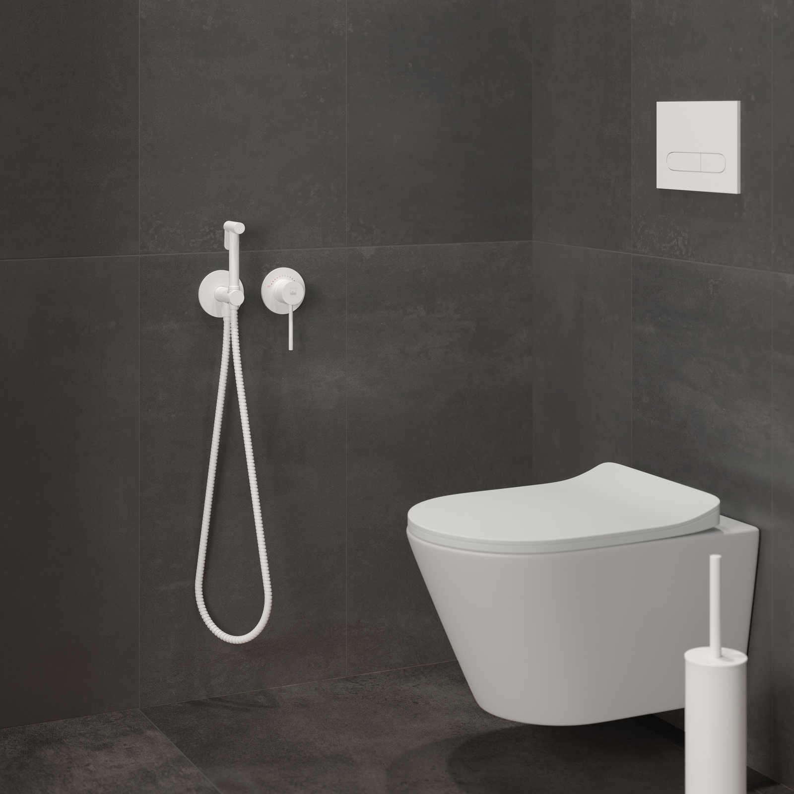 Смеситель встроенный с гигиеническим душем с защитой от ожогов Timo Saona 2339/16SM белый матовый