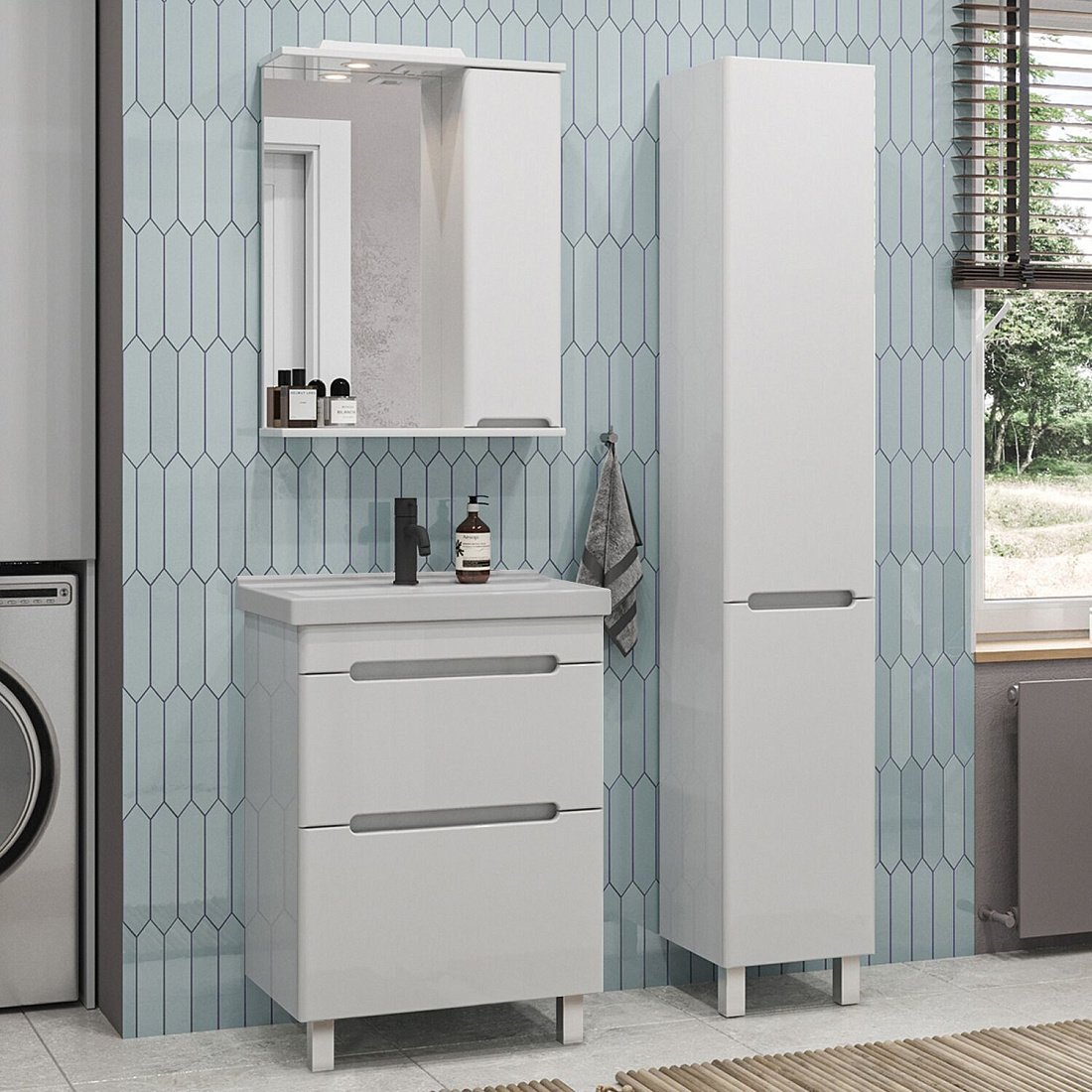 Тумба напольная SanStar Адель 60 с раковиной Фест 60, белая