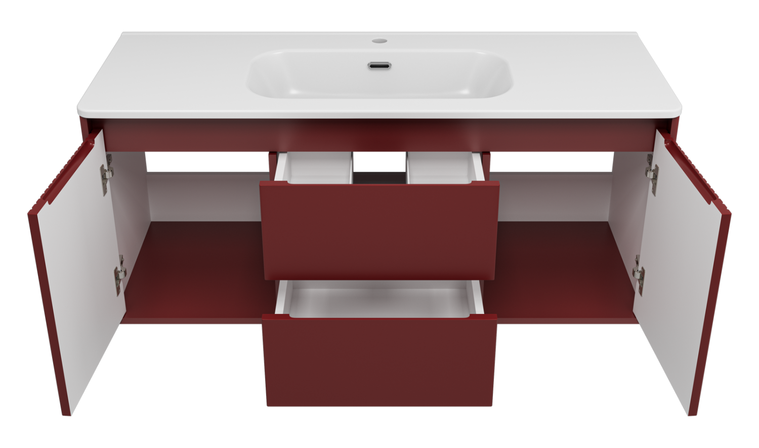 Тумба с раковиной Brevita Wine 120 подвесная (бордовая) с раковиной Brevita Onda 120