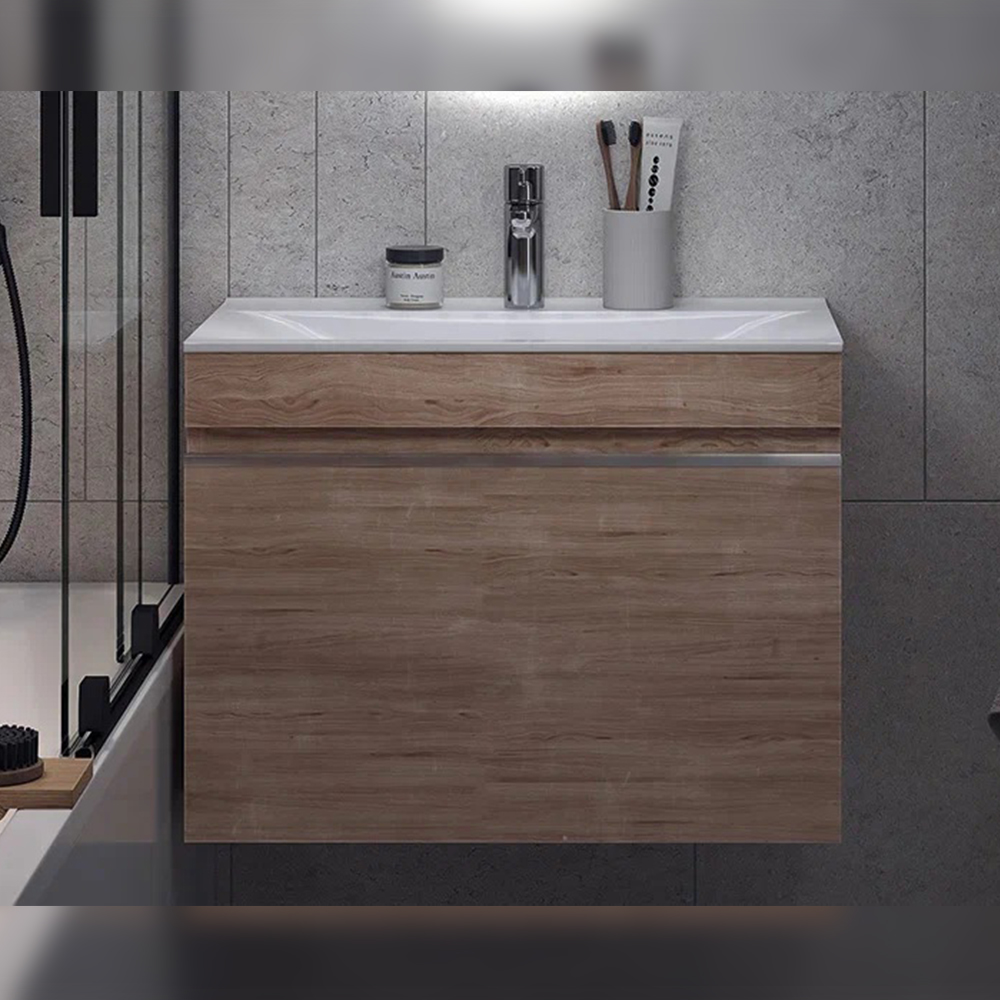 Тумба с раковиной подвесная Velvex Pulsus tp.PUL.PUL.70.1Y дуб сонома, 70 см