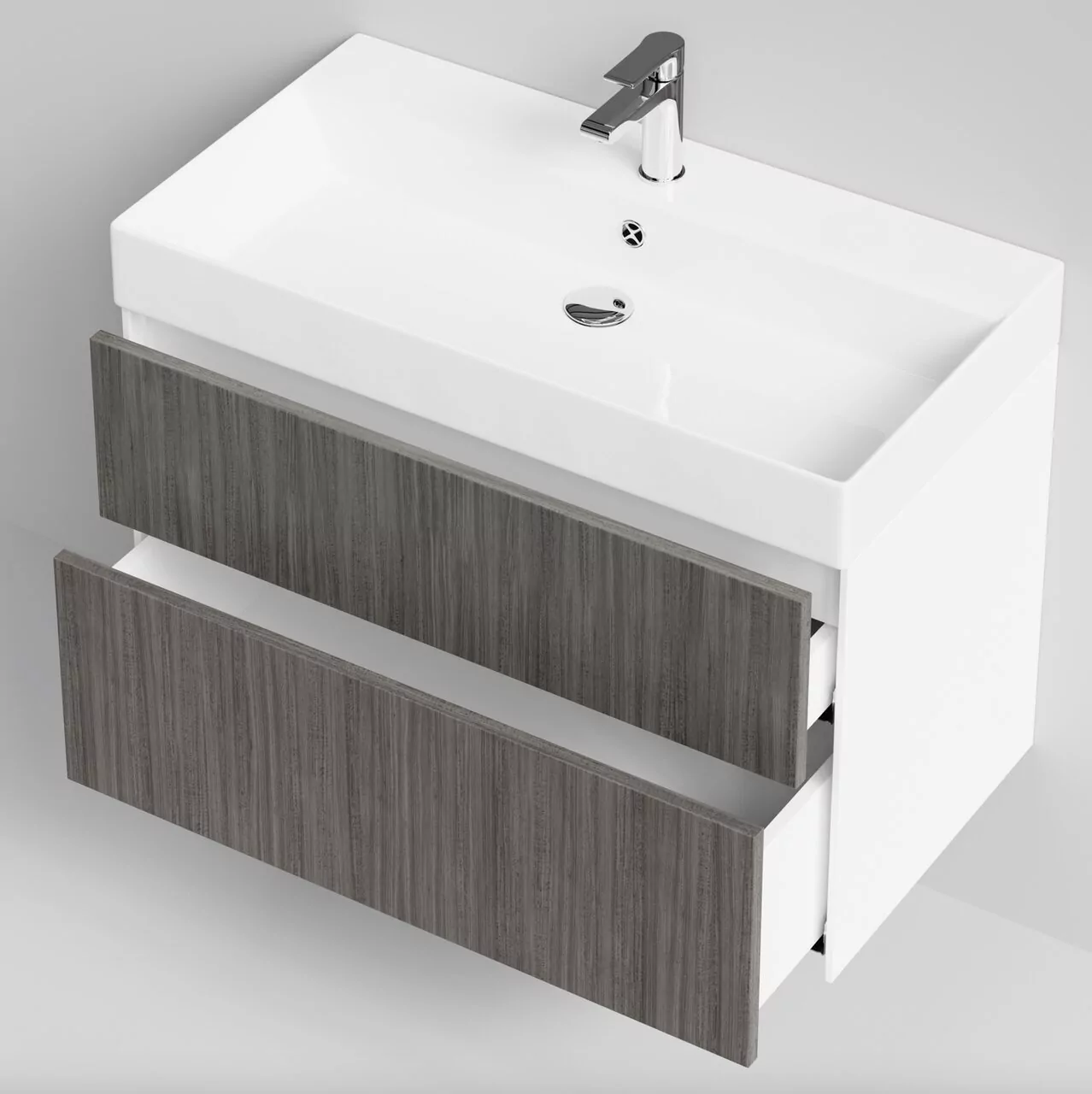 Тумба подвесная Vod-ok Эвкалипт 85 с раковиной Stance 85, эвкалипт серый