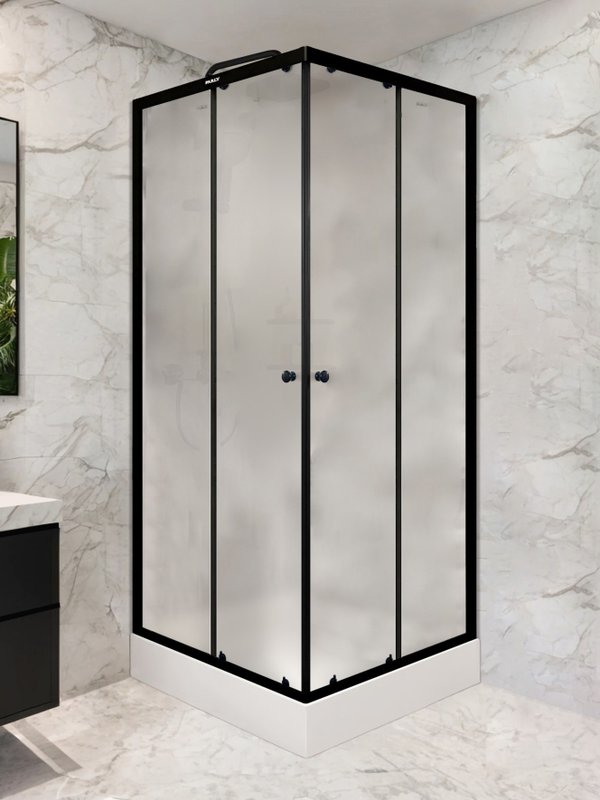 Душевой уголок Parly ZFQ911B 90х90 см, с низким поддоном, профиль матовый черный, стекло прозрачное
