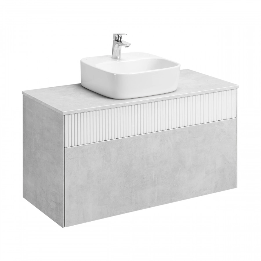 Тумба Aquaton Марбл слэйт 100 с раковиной Одри 42х42 Soft, белый матовый