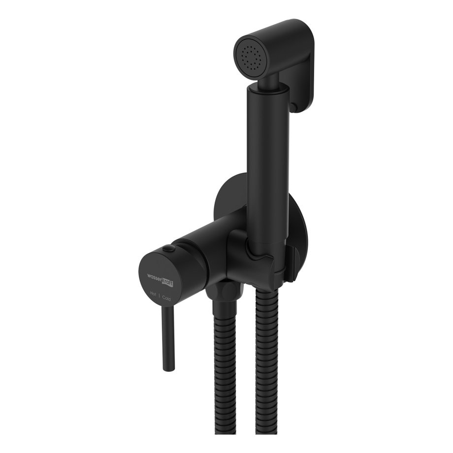 Смеситель с гигиеническим душем WasserKraft Elbe A70638 черный Soft-touch
