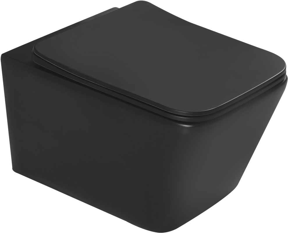 Унитаз подвесной SantiLine SL-5004MB+SL-04 с инсталляцией и кнопкой, черный