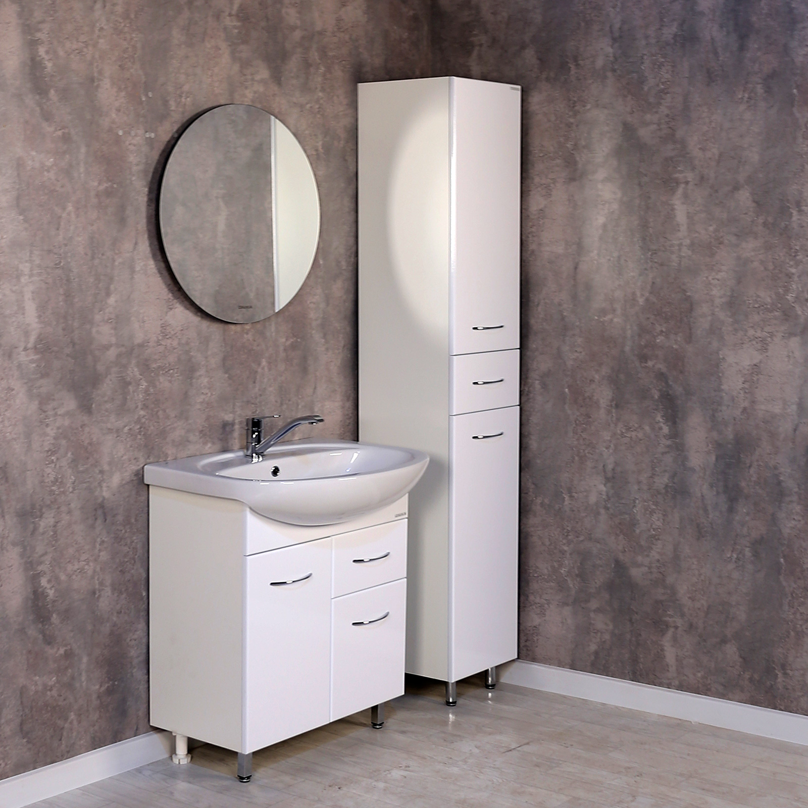 Пенал Onika Модерн 26 напольный, белый, с бельевой корзиной, левый