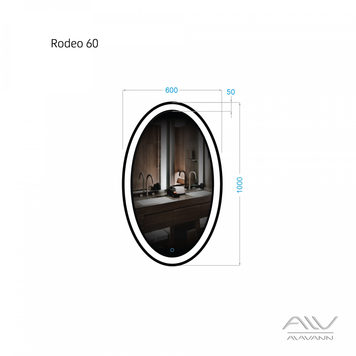 Зеркало Alavann Rodeo 60 свет, сенсор