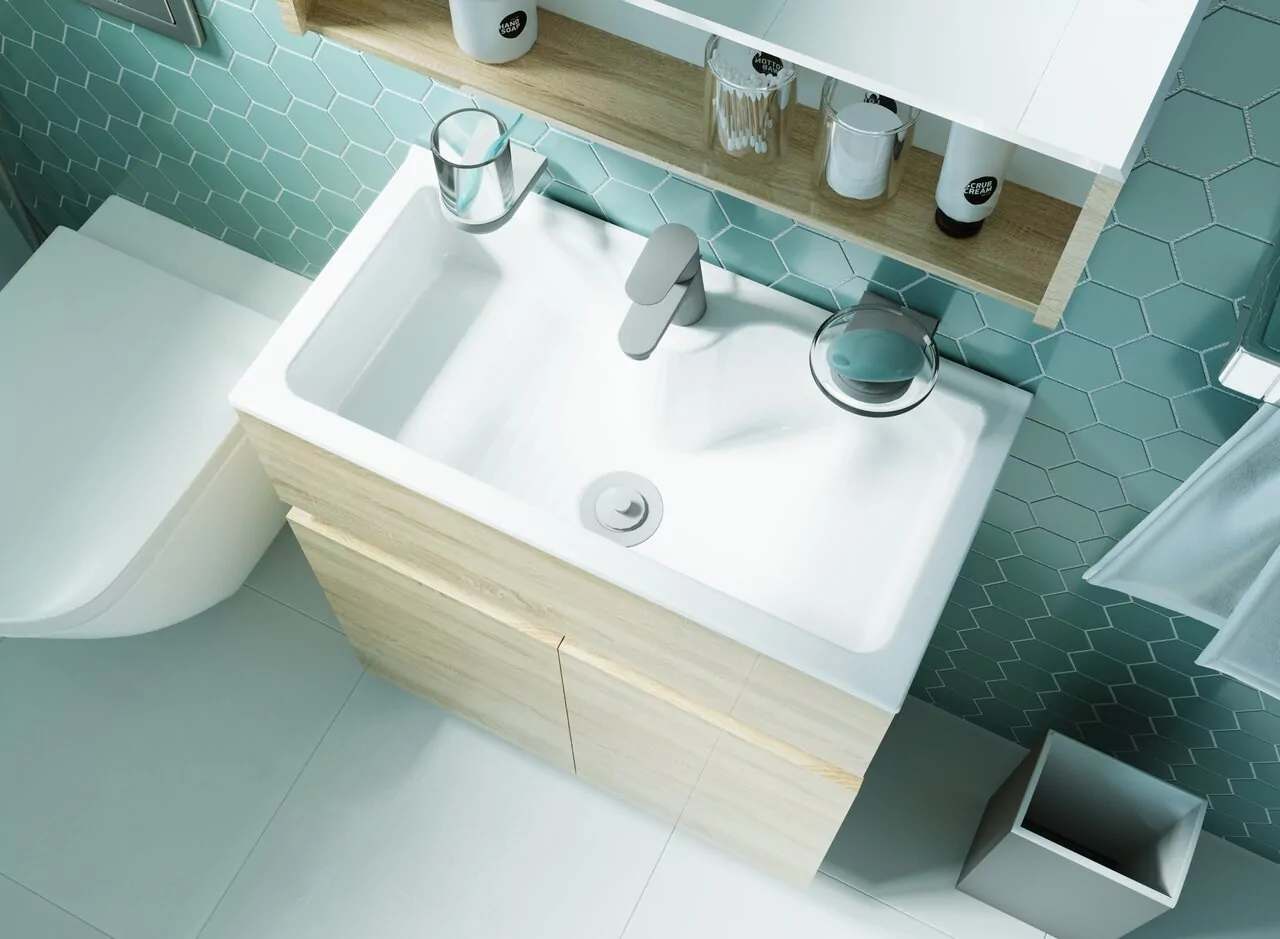 Тумба с раковиной напольная 1Marka Mira 60Н, 2 двери, дуб сонома