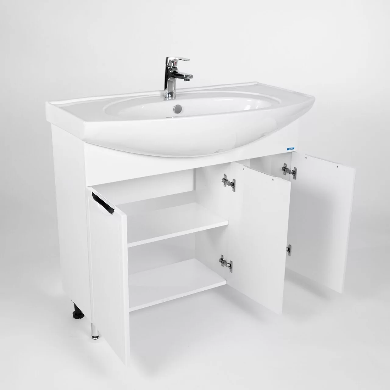 Тумба напольная Viant Лима 100 с раковиной Энигма 100, белый