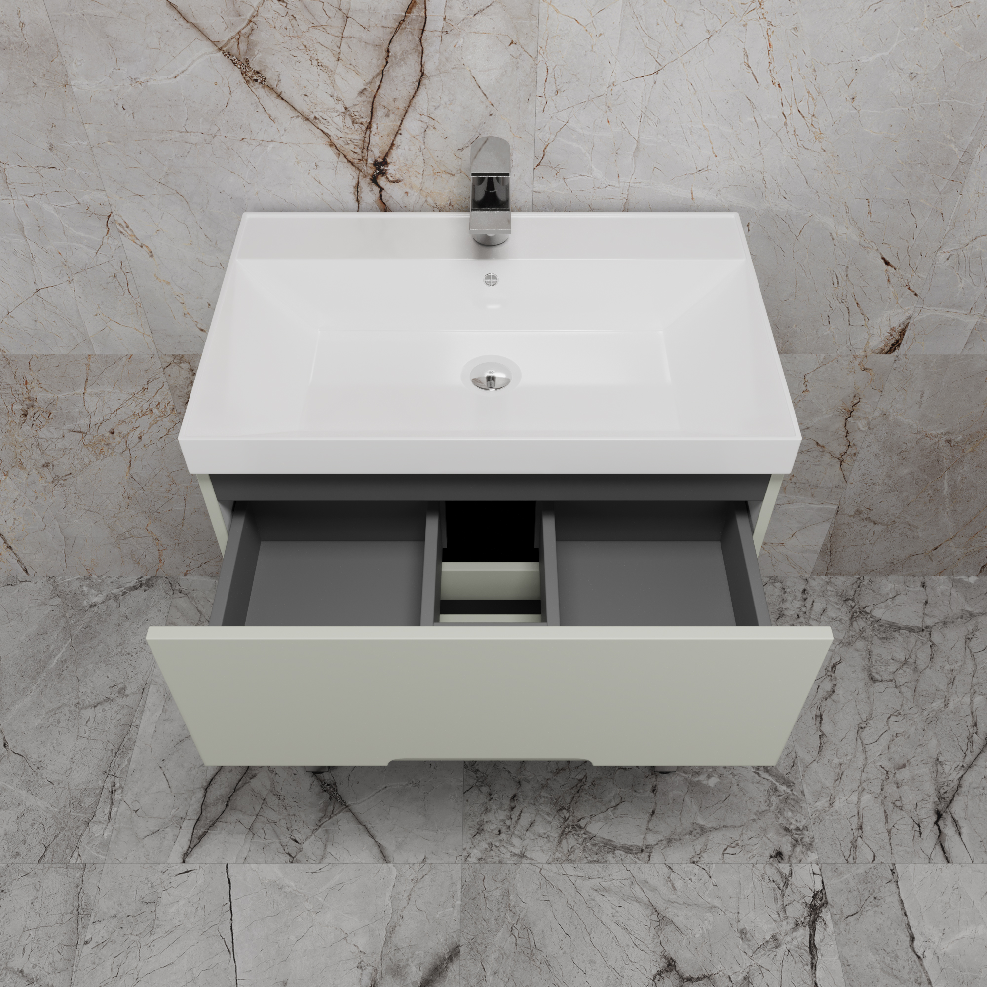 Тумба напольная Style Line "Матис 70" с раковиной ASTI 70 белый, (2 ящика), Олива