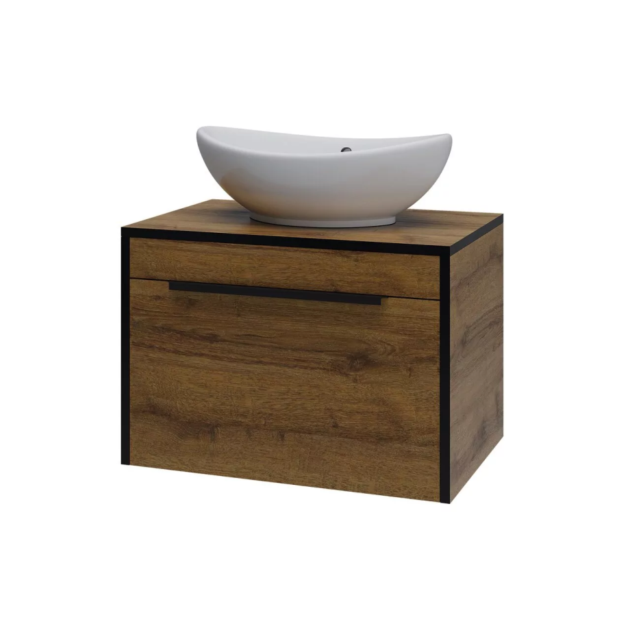 Тумба с раковиной Bellezza Бруно 70 подвесная, 1 ящик, со столешницей, табакко