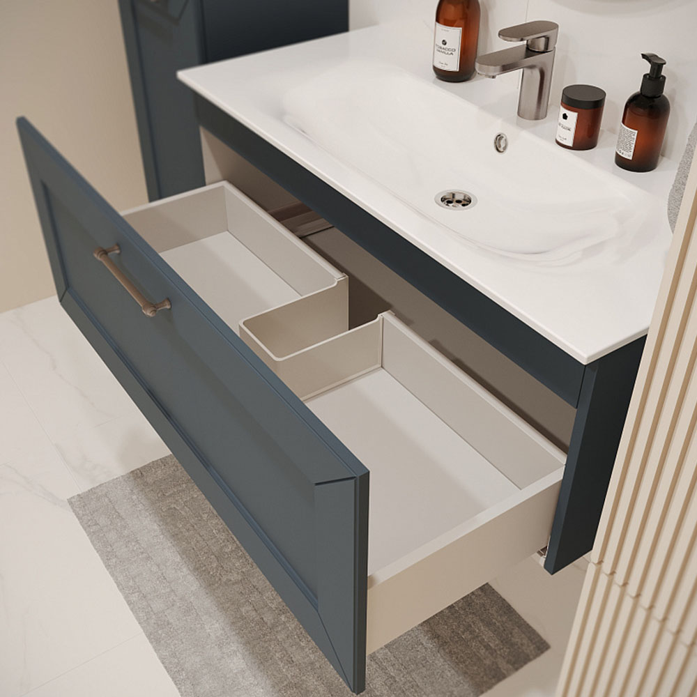 Тумба с раковиной подвесная (100 см) Terminus Victoria VIC101001703101O, серый шёлк