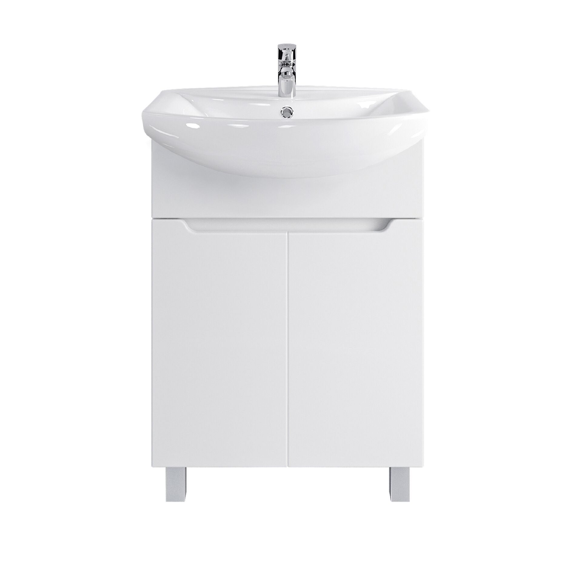 Тумба напольная SanStar Лайн 60 с раковиной Грация (комплект) белая