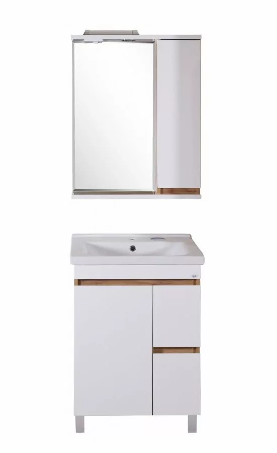 Зеркало со шкафчиком Асб-мебель Марко 60 R свет, белый/дуб золотой