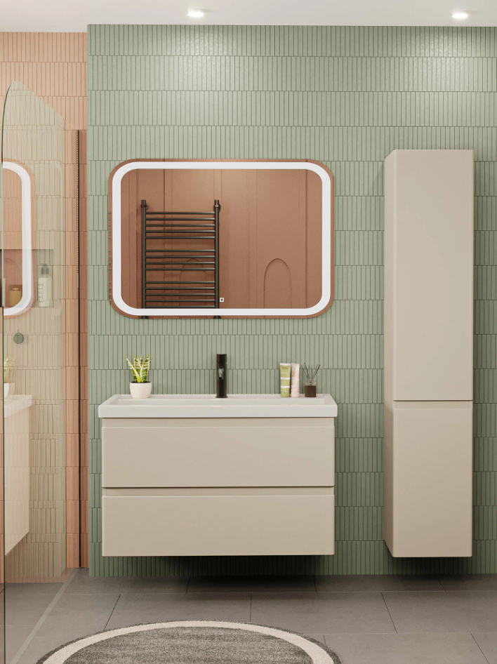 Тумба подвесная SanStar Riana 100 с раковиной Фостер 100, cappuccino