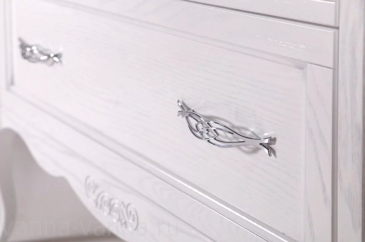 Мебель для ванной ASB Woodline Модерн 105 комплект, напольный, белый, патина серебро