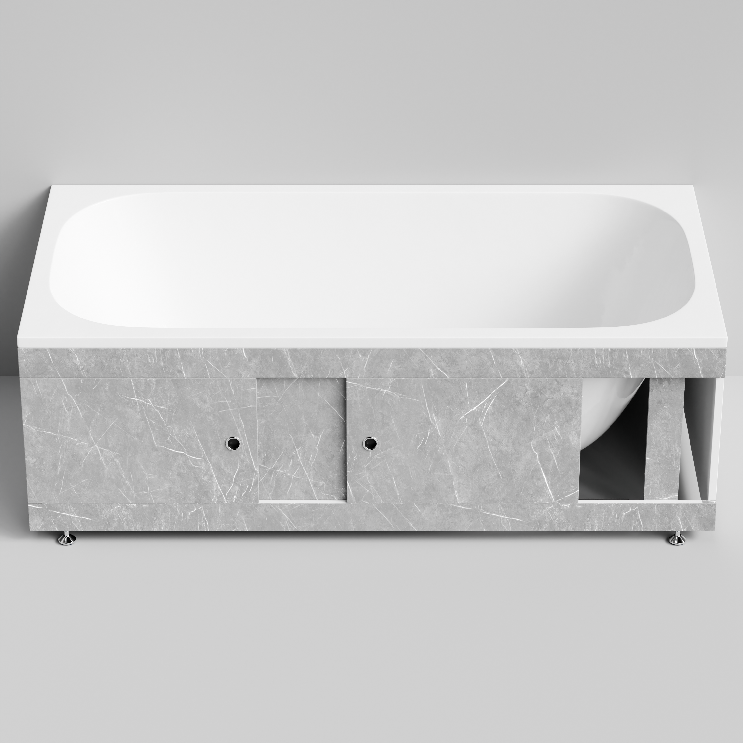 Экран под ванну Vod-ok Купе 170 раздвижной Мрамор Белый софт тач