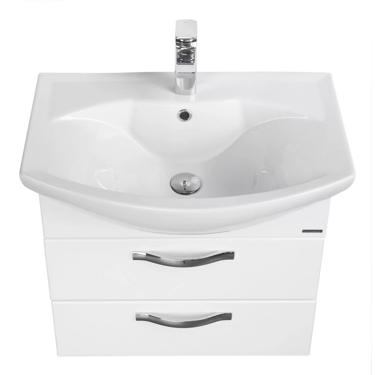 Тумба подвесная Aquaton Ария 65 М с раковиной Смайл 65, 2 ящика, белый