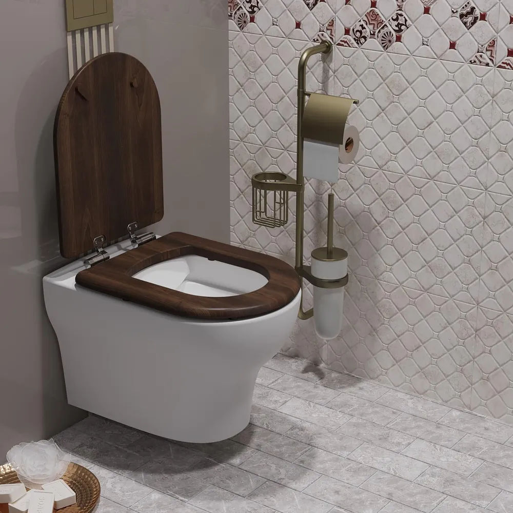 Унитаз подвесной Opadiris Лоренцо OS41712A белый, антикварный орех