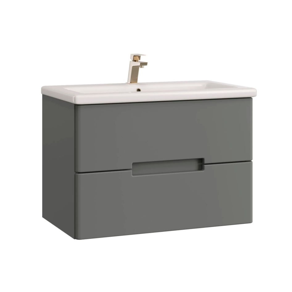 Тумба подвесная SanStar Noche 80 с раковиной Фостер 80 Графит софт