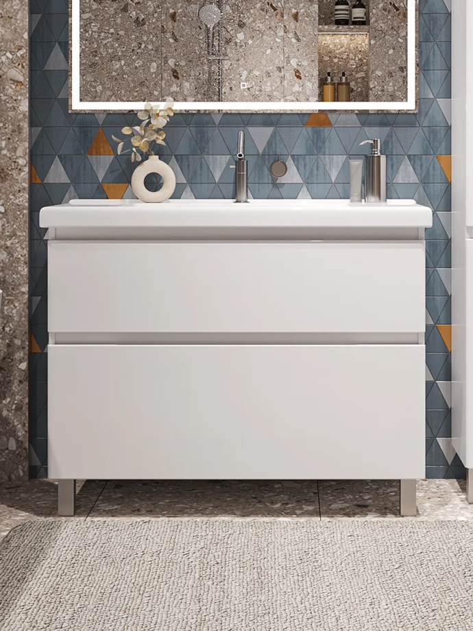 Тумба напольная SanStar Riana 100 с раковиной Гармония 100, белая