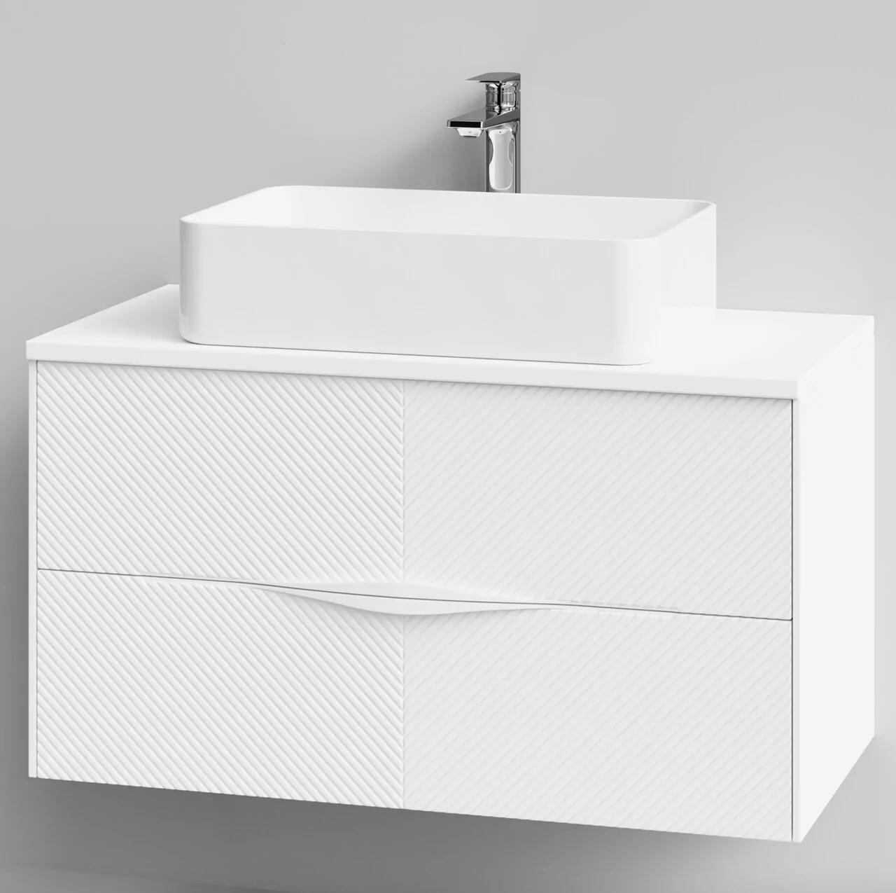 Тумба подвесная Vod-ok Липс 90 с раковиной Олимпия 560, белый + 7 цветов