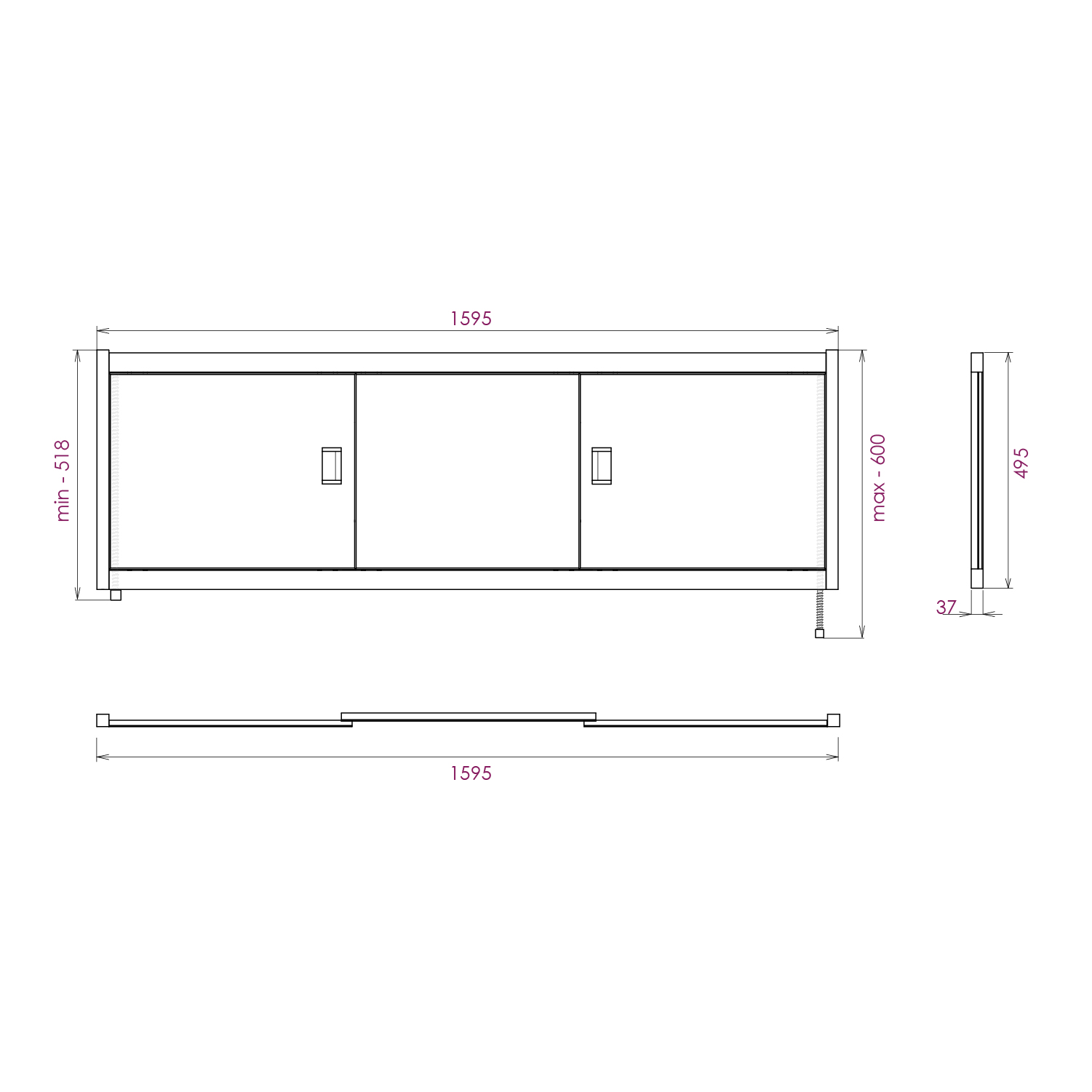 Экран под ванну Onika Монако 160 раздвижной белый