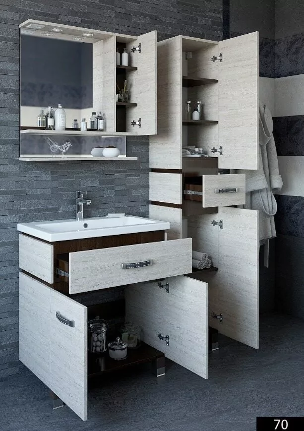 Зеркало-шкаф Sanflor Техас 70 R свет, 2 полки, орегон