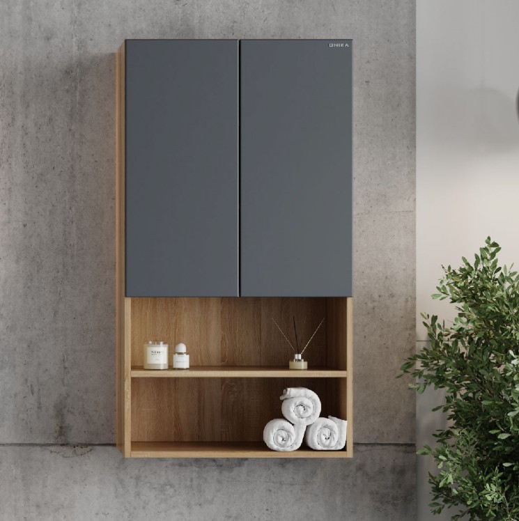 Шкаф навесной Onika Маркус Нова 60 серый/дуб сонома, (разборный)