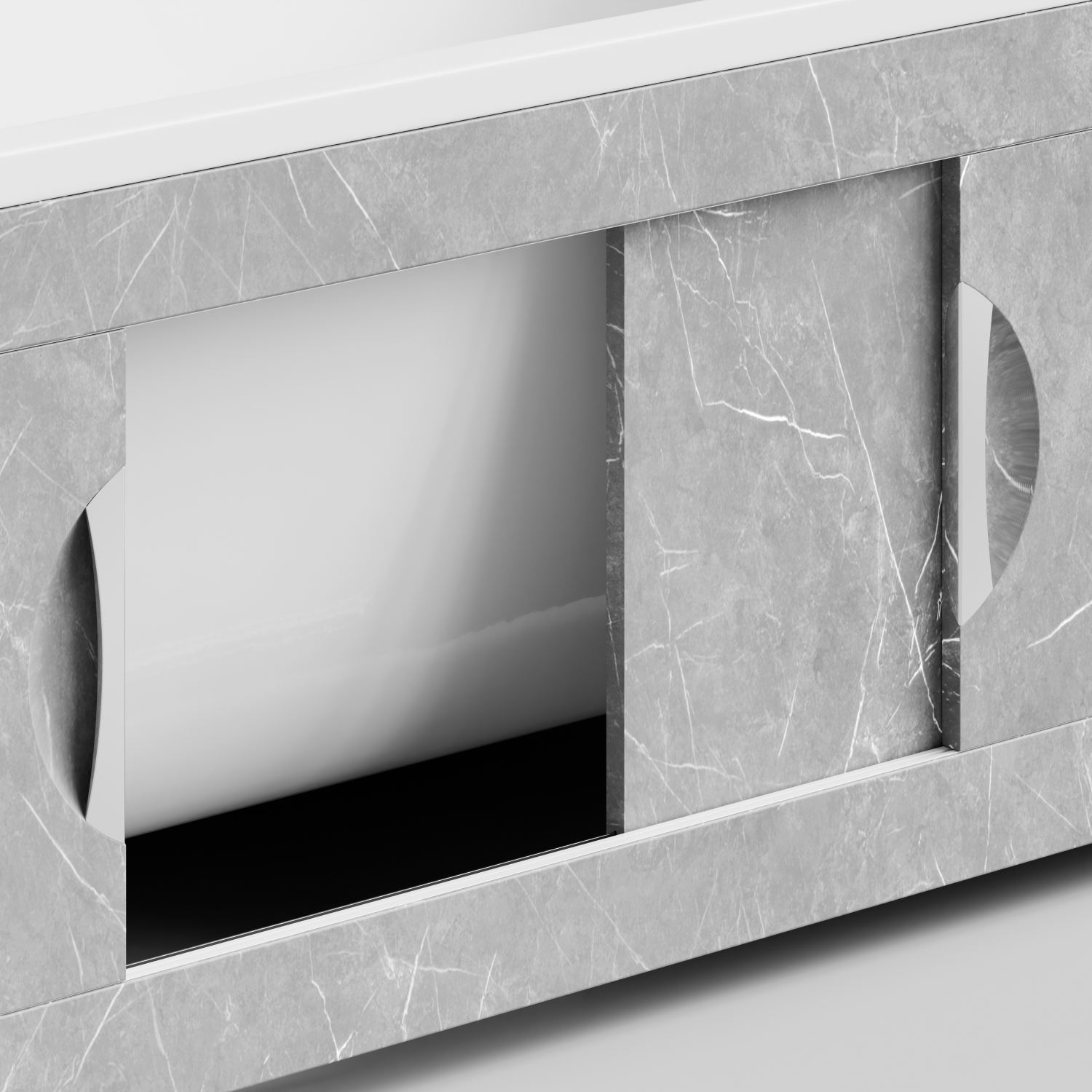 Экран под ванну Vod-ok Топ 180 раздвижной Мрамор Белый софт тач