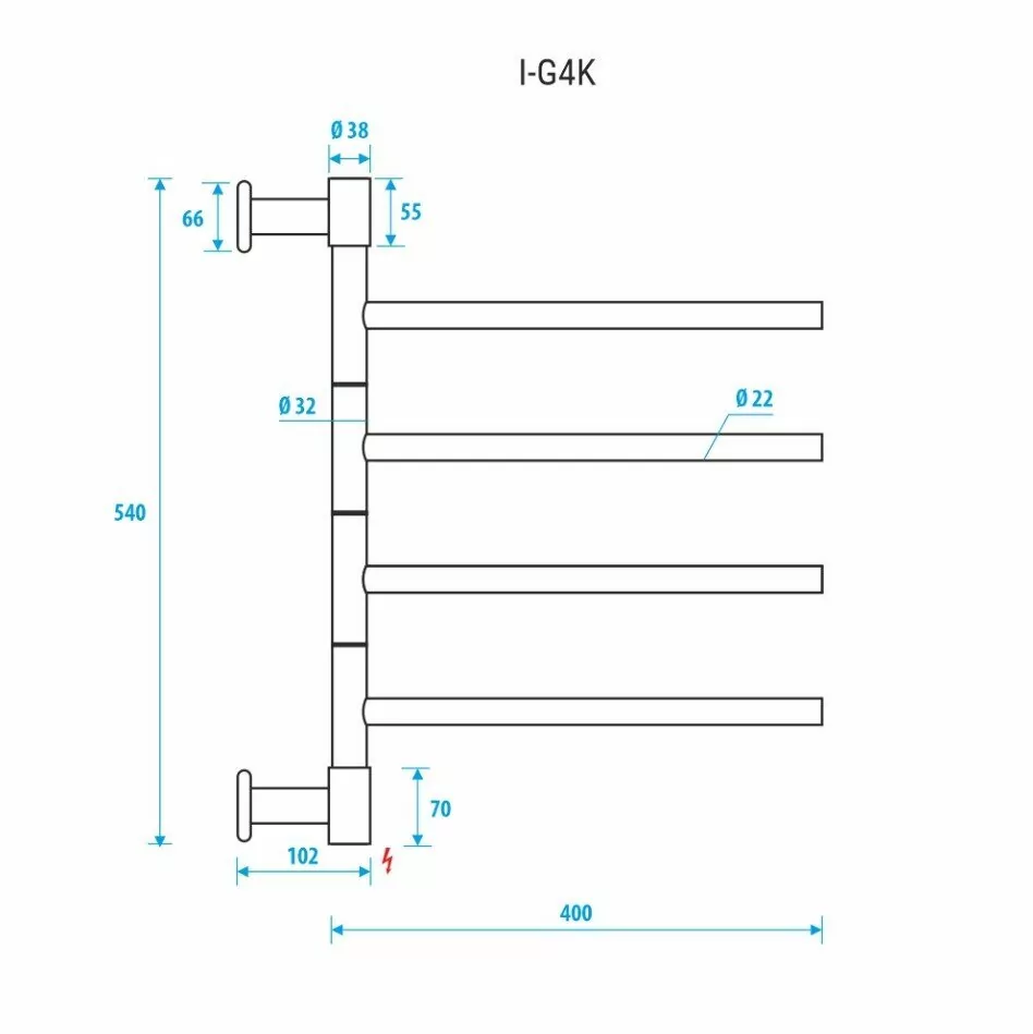Полотенцесушитель электрический Energy I chrome G4K 54х40 поворотный, хром