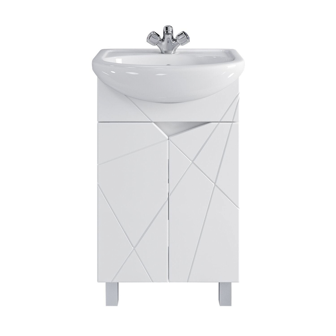 Тумба напольная SanStar Каскад 50 с раковиной Уют 50, белая