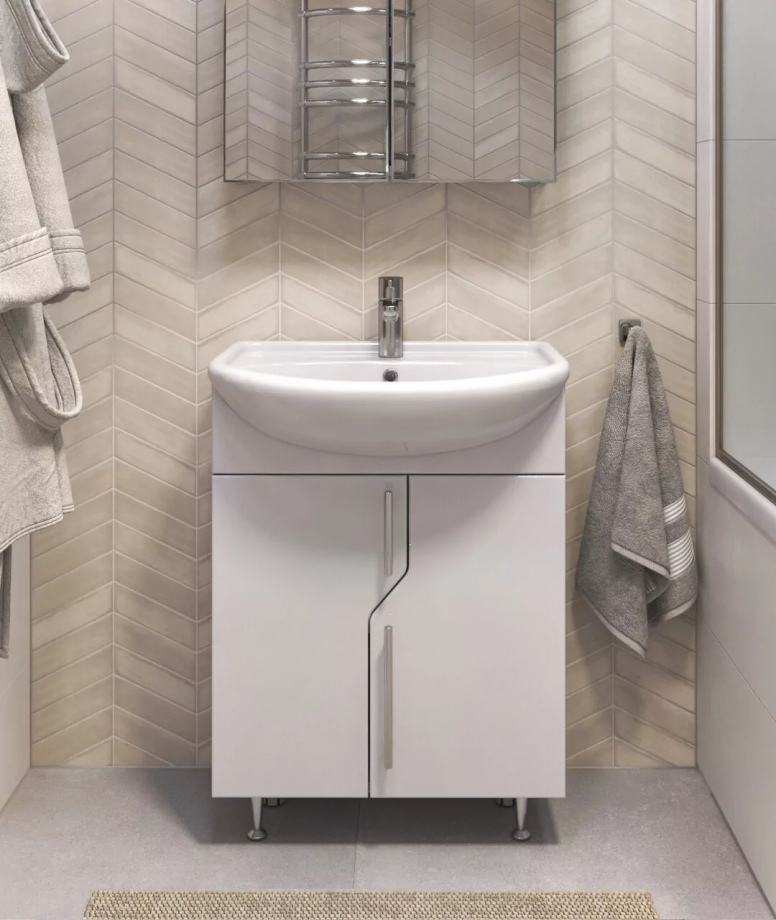 Тумба напольная Vigo Turin 60 с раковиной Уют 60, белый