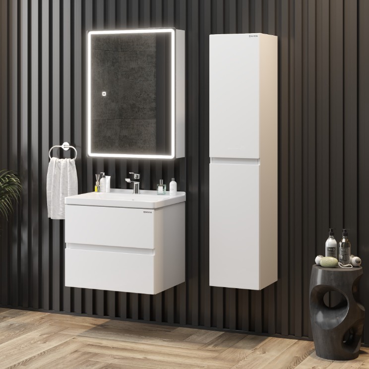 Зеркало шкаф Onika Орби 50 с подсветкой, универсальный, белый