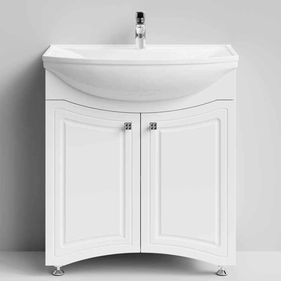 Тумба с раковиной Адам 75 напольная, белый глянец